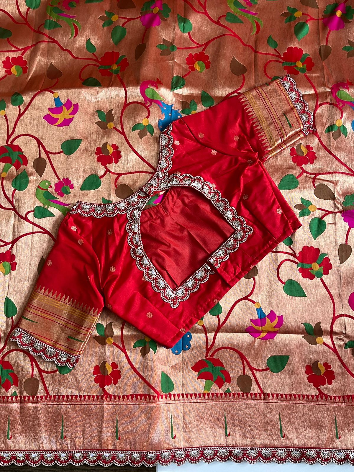 Banarasi pattu saree with paithani weaving